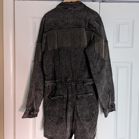 Rock & Roll Denim Women's Fringe Denim Romper - Picture 6 of 6